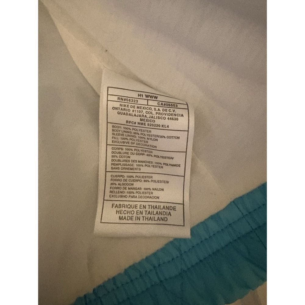 VINTAGE Y2K NIKE Quilted Zip-Up Bomber Jacket Aqua Blue Size Medium - Picture 11 of 11